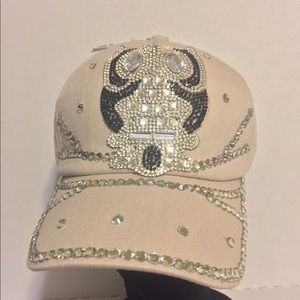 ♥️ Khaki Denim Rhinestone Bling Hat Owl